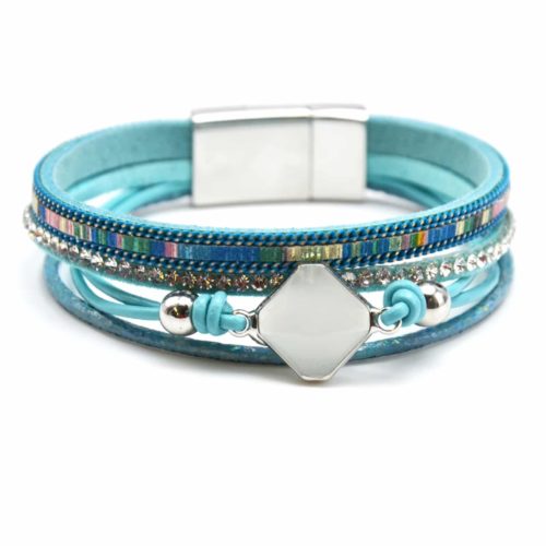 Bracelet-Aimante-Multi-Rangs-Motif-Peruvien-Strass-et-Pierre-Losange-Bleu