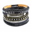 Bracelet-Manchette-Multi-Rangs-Ecailles-Tresse-Resille-Clous-et-Chaine-Noir