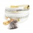 Bracelet-Double-Tour-Multi-Rangs-Brillants-Clous-avec-Charms-Etoile-Peace-et-Pompon-Blanc