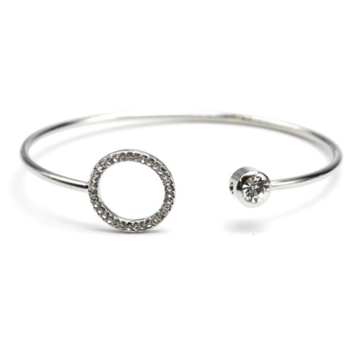 Bracelet-bangle-open-with-stone-and-circle-Contour-rhinestones-Silver