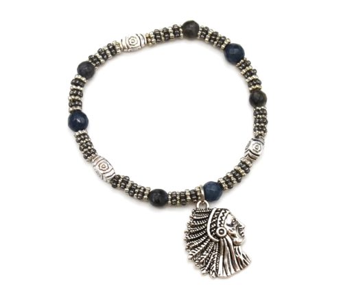 Bracelet-Perles-et-Pierres-Grises-avec-Charm-Indien-Ethnique-Metal-Argente