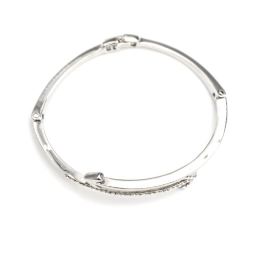Bracelet-bangle-with-arrow-ethnic-Metal-rhinestones-silver-and-clasp