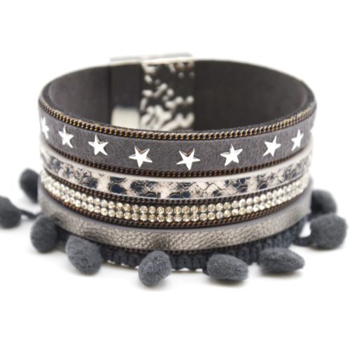 BC2668F - Bracelet Elastique Perles Brillantes avec Charm Etoile Pierre  Effet Marbre Gris - Oh My Shop