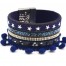 Bracelet-Manchette-Multi-Rangs-Feutrine-Etoiles-Strass-avec-Pompons-Boule-Bleu-Marine