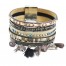 Bracelet-Manchette-Multi-Rangs-Simili-Cuir-Rayures-Clous-Message-Gris-avec-Charms-Ethnique