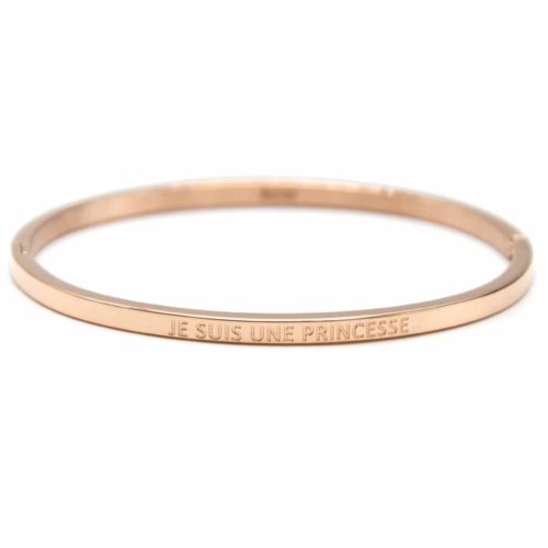 Bracelet Jonc Fin Acier Or Rose avec Message Jolie Môme BC2684F