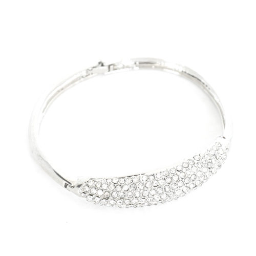 Bracelet-Jonc-Metal-Ellipse-Strass-Argente