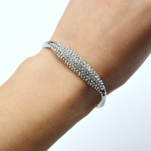 Bracelet-Jonc-Metal-Ellipse-Strass-Argente