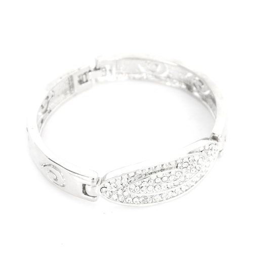 Bracelet-Jonc-Metal-Boucle-Ceinture-Strass-Argente