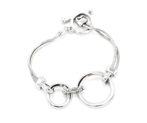 Bracelet-Double-Chaine-Metal-et-Cercles-Ouverts-Metal-Argente