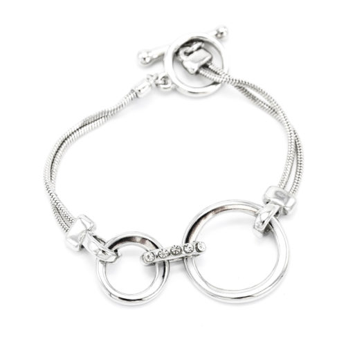 Bracelet-Double-Chaine-Metal-et-Cercles-Ouverts-Metal-Argente
