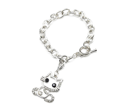 Bracelet-Chaine-Maillons-Metal-Argente-et-Charm-Chat-Strass