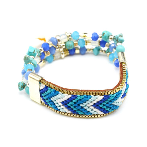 Bracelet-Elastique-Bande-Fils-Tresses-Bresilien-BleuTurquoise-et-Perles-avec-Charms