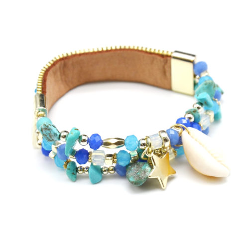 Bracelet-Elastique-Bande-Fils-Tresses-Bresilien-BleuTurquoise-et-Perles-avec-Charms