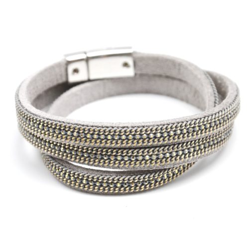 Bracelet-Triple-Tour-Chaines-Metal-et-Feutrine-Gris