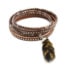 Bracelet-Double-Tour-Simili-Cuir-Ecailles-et-Clous-avec-Pompon-Marron