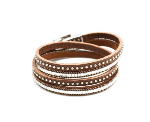 Bracelet-Double-Tour-Pierres-Carrees-et-Cuir-Clous-Marron