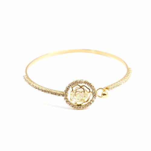 Bracelet-Jonc-Fleur-avec-Cristaux-et-Contour-Cercle-Strass-Dore