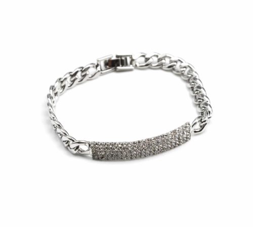 Bracelet-Chaine-Maillons-Metal-avec-Bande-Strass-Argente