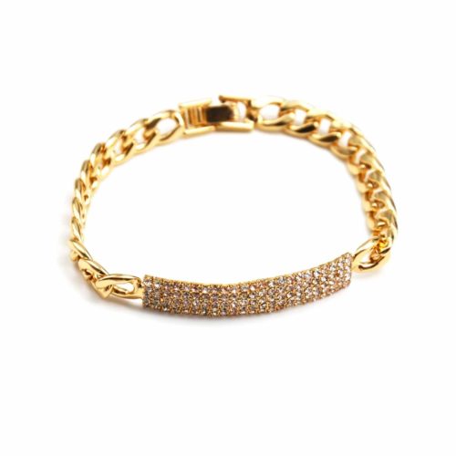 Bracelet-Chaine-Maillons-Metal-avec-Bande-Strass-Dore