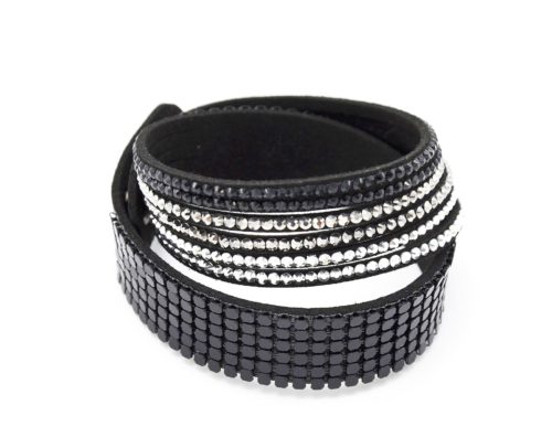 Bracelet-Slake-Double-Tour-6-Rangs-Strass-et-Metal-Noir