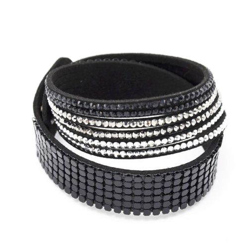 Bracelet-Slake-Double-Tour-6-Rangs-Strass-et-Metal-Noir