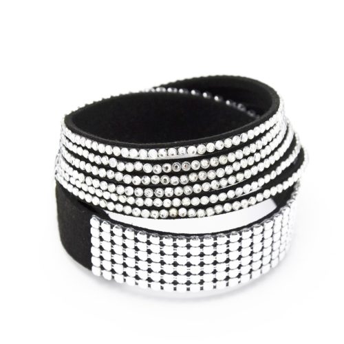 Bracelet-Slake-Double-Tour-6-Rangs-Strass-et-Metal-NoirArgente