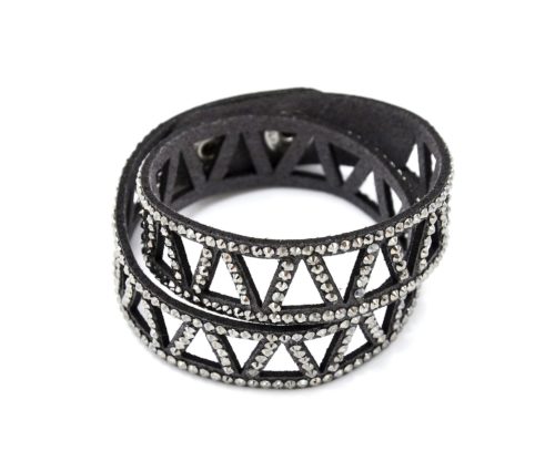 Bracelet-Double-Tour-Slake-Motif-Triangles-Contour-Strass-Gris