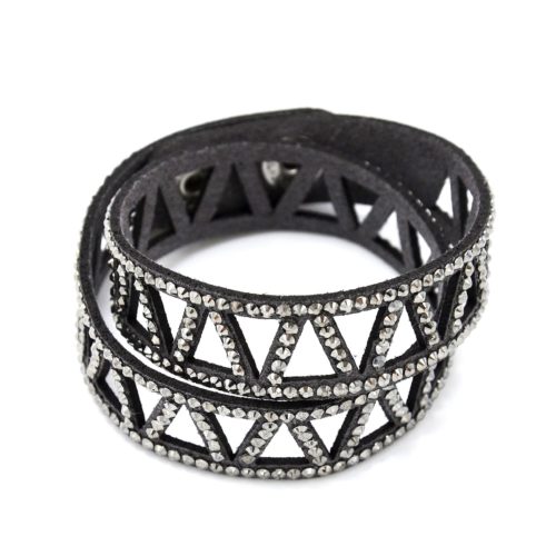 Bracelet-Double-Tour-Slake-Motif-Triangles-Contour-Strass-Gris