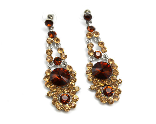 Boucles-dOreilles-Pendantes-Strass-Chic-Fetes-Marron-Beige