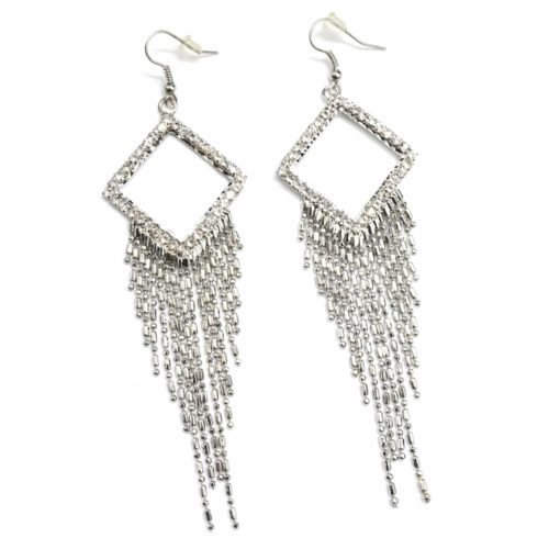 Boucles-dOreilles-Pendantes-Losange-Contour-Strass-Argente-et-Cascade-Chaines-Metal