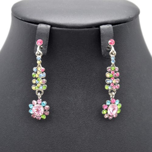 Boucles-dOreilles-Pendantes-Tombee-de-Strass-et-Soleil-Strass-Multicolore