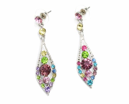 Boucles-dOreilles-Pendantes-Goutte-Strass-Multicolore