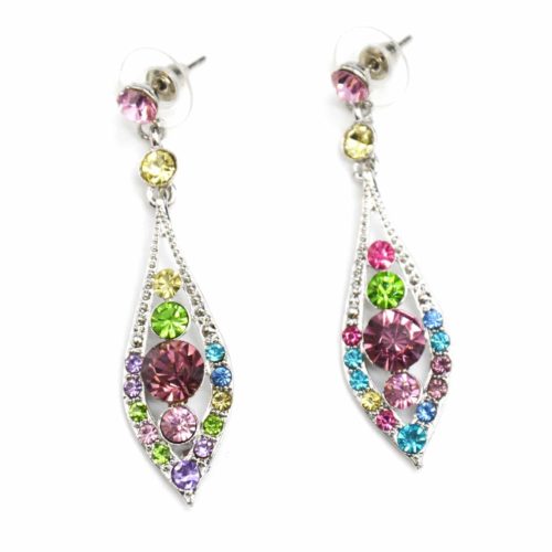 Boucles-dOreilles-Pendantes-Goutte-Strass-Multicolore