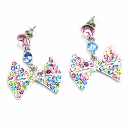 Boucles-dOreilles-Pendantes-Noeud-Papillon-Strass-Multicolore