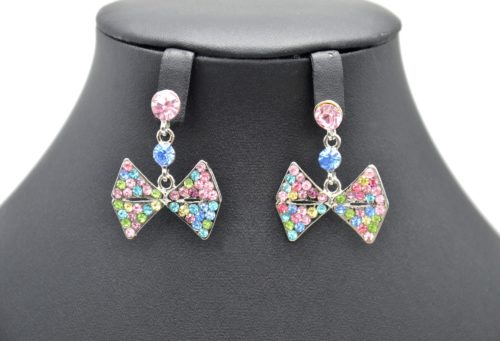 Boucles-dOreilles-Pendantes-Noeud-Papillon-Strass-Multicolore