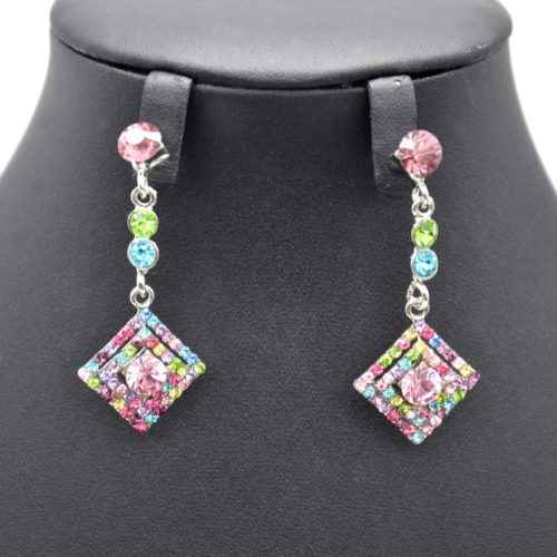 Boucles-dOreilles-Pendantes-Losange-Strass-Multicolore