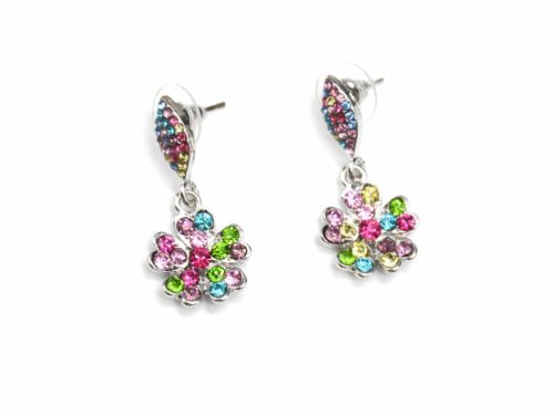 Boucles-dOreilles-Pendantes-Fleur-Petales-Coeur-Strass-Multicolore