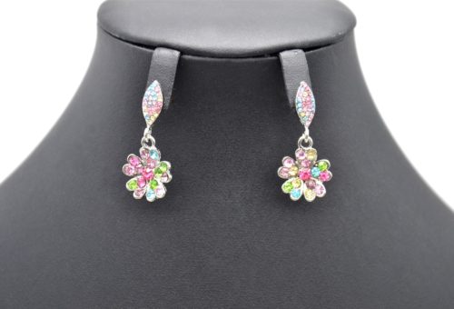 Boucles-dOreilles-Pendantes-Fleur-Petales-Coeur-Strass-Multicolore