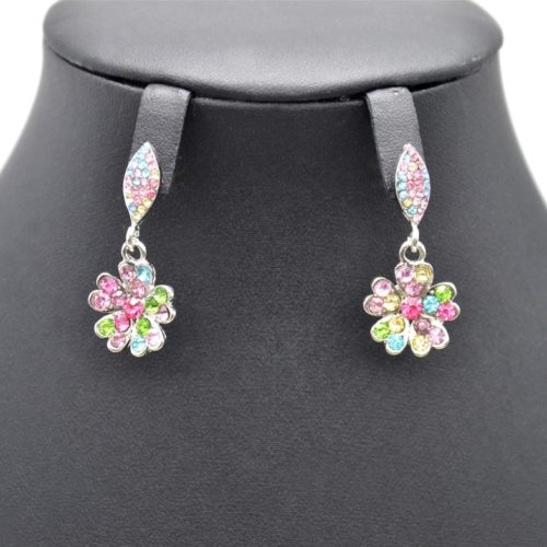 Boucles-dOreilles-Pendantes-Fleur-Petales-Coeur-Strass-Multicolore