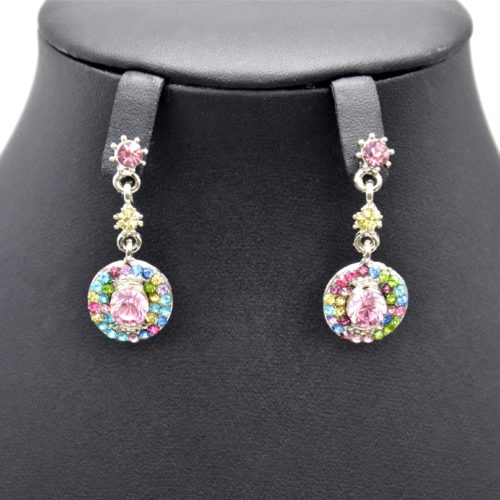 Boucles-dOreilles-Pendantes-Rond-Strass-Multicolore