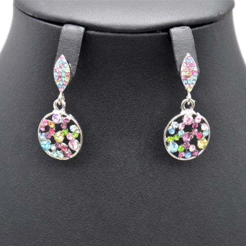 Boucles-dOreilles-Pendantes-Cercle-Cisele-Strass-Multicolore