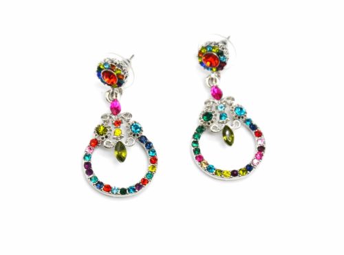 Boucles-dOreilles-Pendantes-Cercle-Baroque-Strass-Multicolore