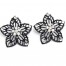 Boucles-dOreilles-Fleur-Ciselee-Metal-Noir-Strass-Argente