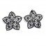 Boucles-dOreilles-Fleur-Ciselee-Metal-Noir-Strass-Gris