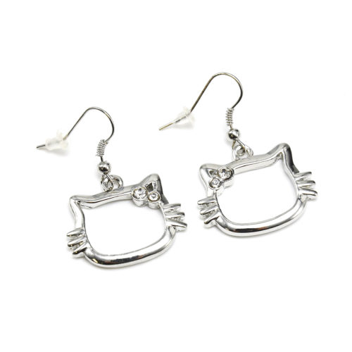 Boucles-dOreilles-Pendantes-Tete-Chat-Contour-Metal-Argente