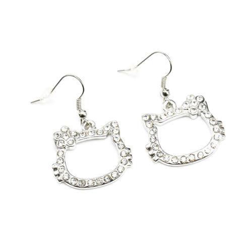 Boucles-dOreilles-Pendantes-Tete-Chat-Contour-Strass-Argente