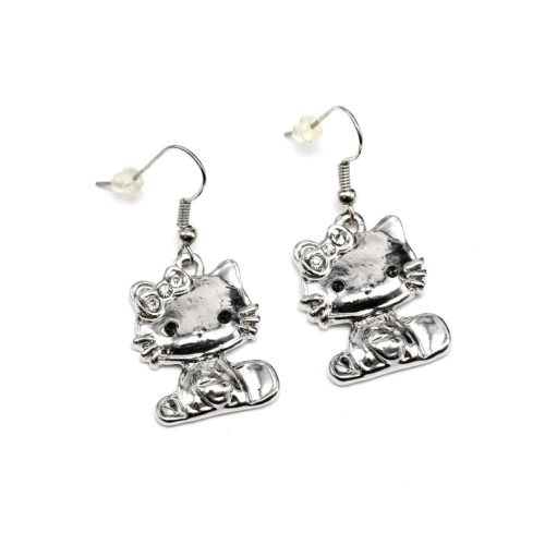 Boucles-dOreilles-Pendantes-Chat-Metal-Argente