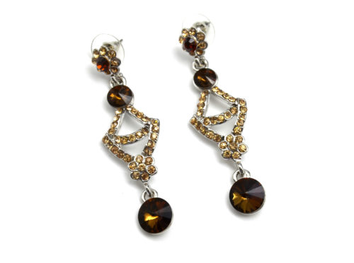 Boucles-dOreilles-Pendantes-Strass-Chic-Fetes-Marron-Beige