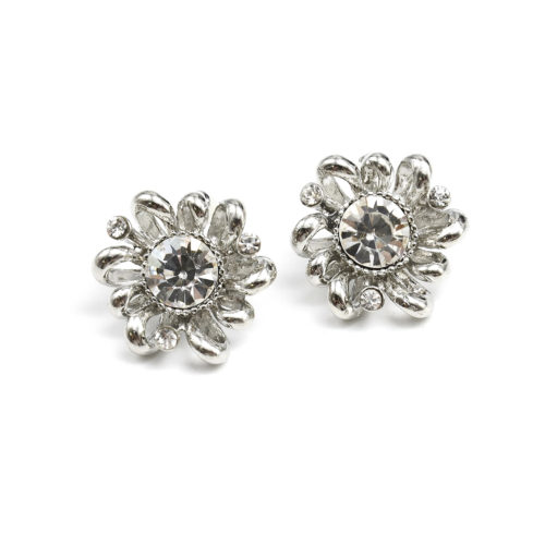 Boucles-dOreilles-Fleur-Metal-Argente-avec-Pierre-a-Facettes